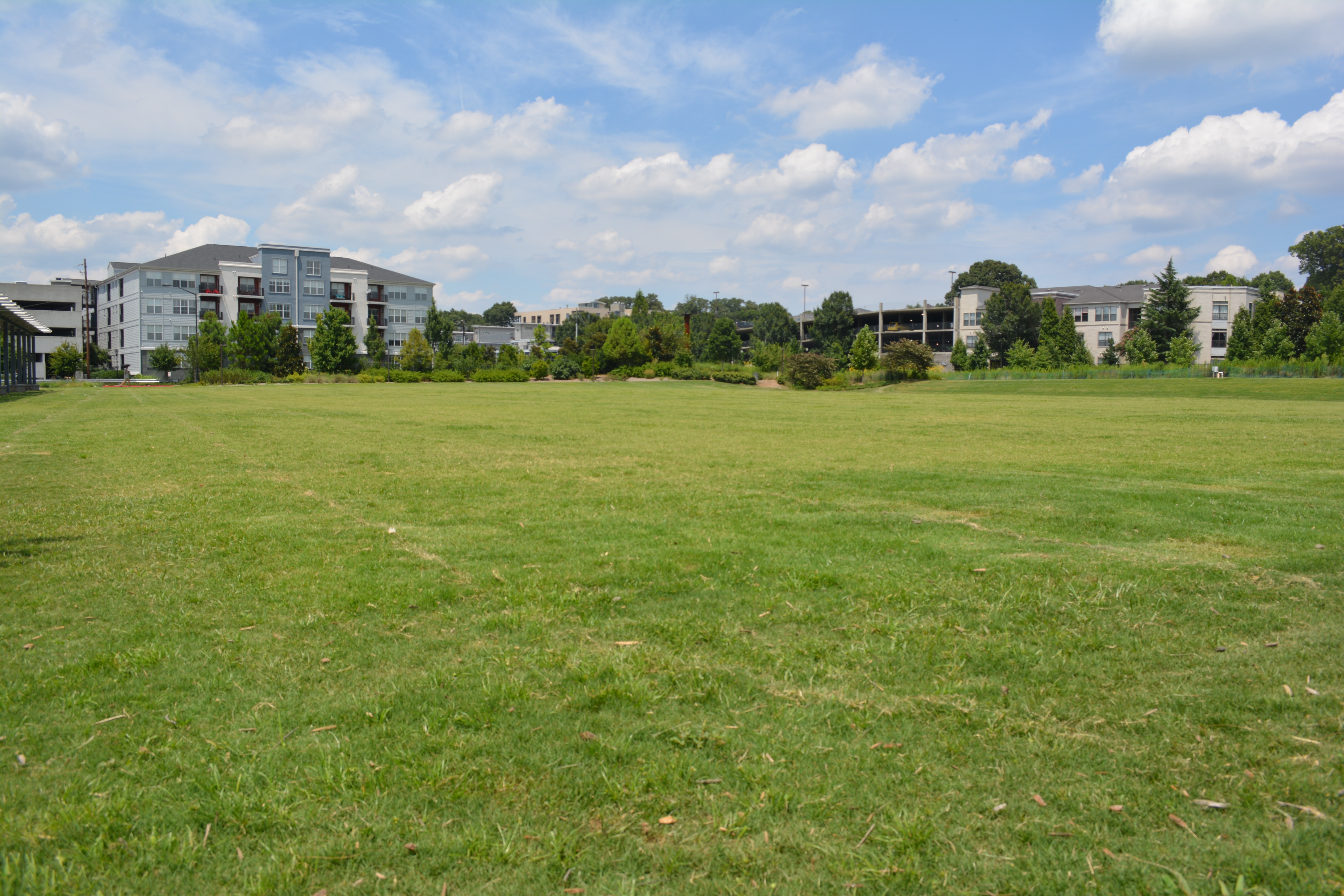 The multi-use athletic field has been used for soccer, kickball, and yoga sessions.