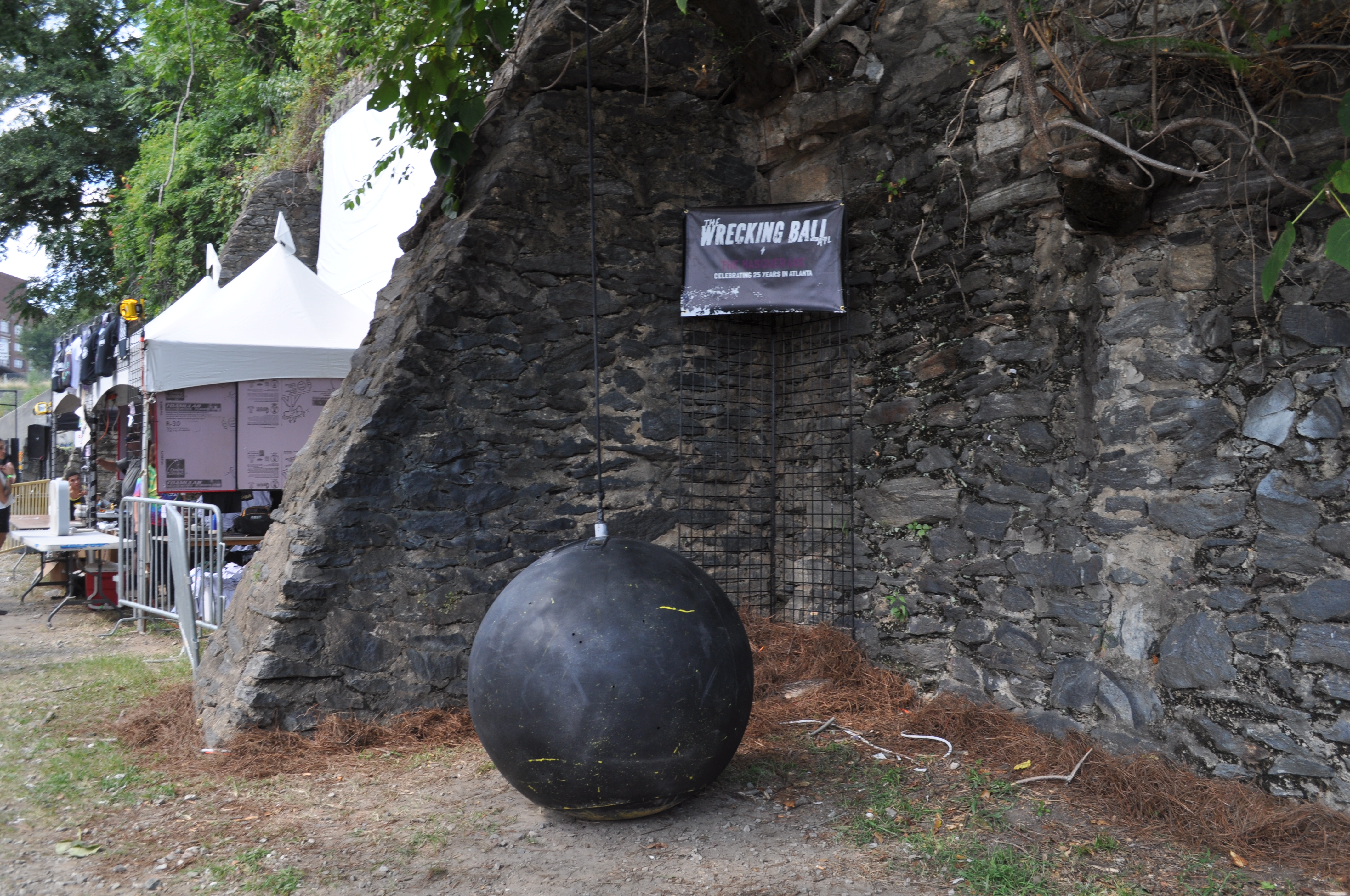 Concert goers were able to swing on a wrecking ball and take photos.