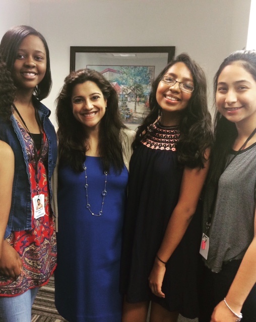 (Left to Right): Samaria R. Driver, Reshma Saujani (Girls Who Code founder), Citlalli Cisneros, and Alexandra Velez