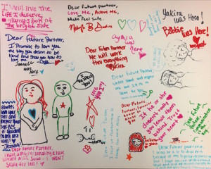 PADV teen participants wrote to future partners at a VOX speak out station