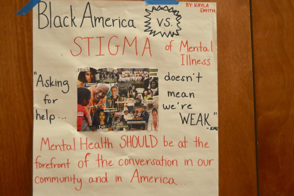 In the main room, teens showcased their articles on the subject of mental health. The articles ranged from to a mental health playlist to more serious subjects, such as Kayla’s piece on the stigma of mental health within the black community.