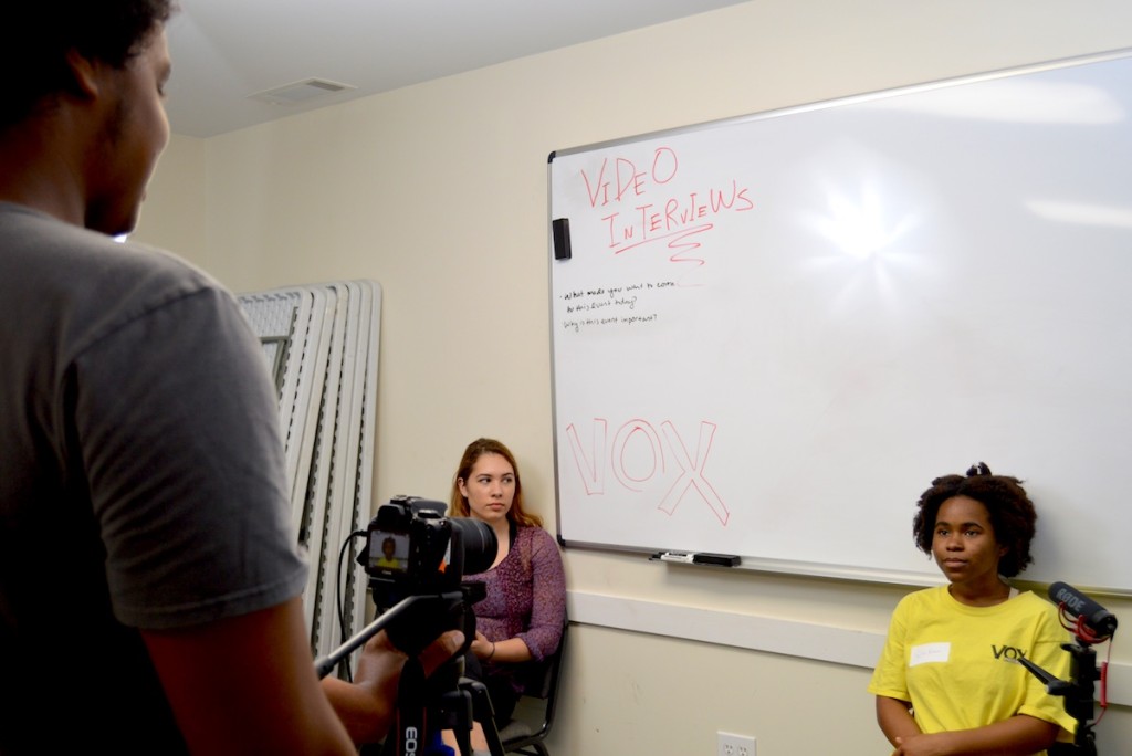 VOX teen multimedia editor Mikael filmed teens about self-care in one of the rooms at the Phillip Rush Center.
