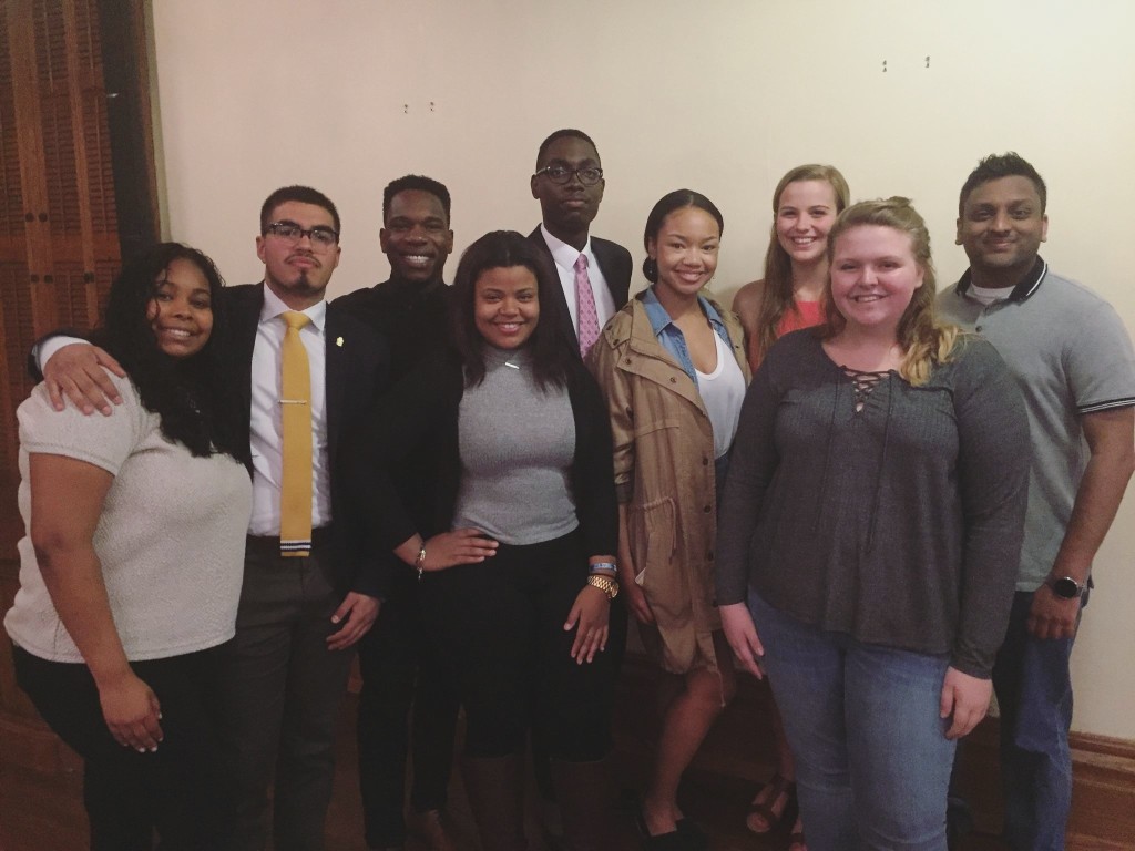 The author (center back) with the other newly elected student government officials at DePauw University this spring. Photo courtesy/Kaleb Anderson